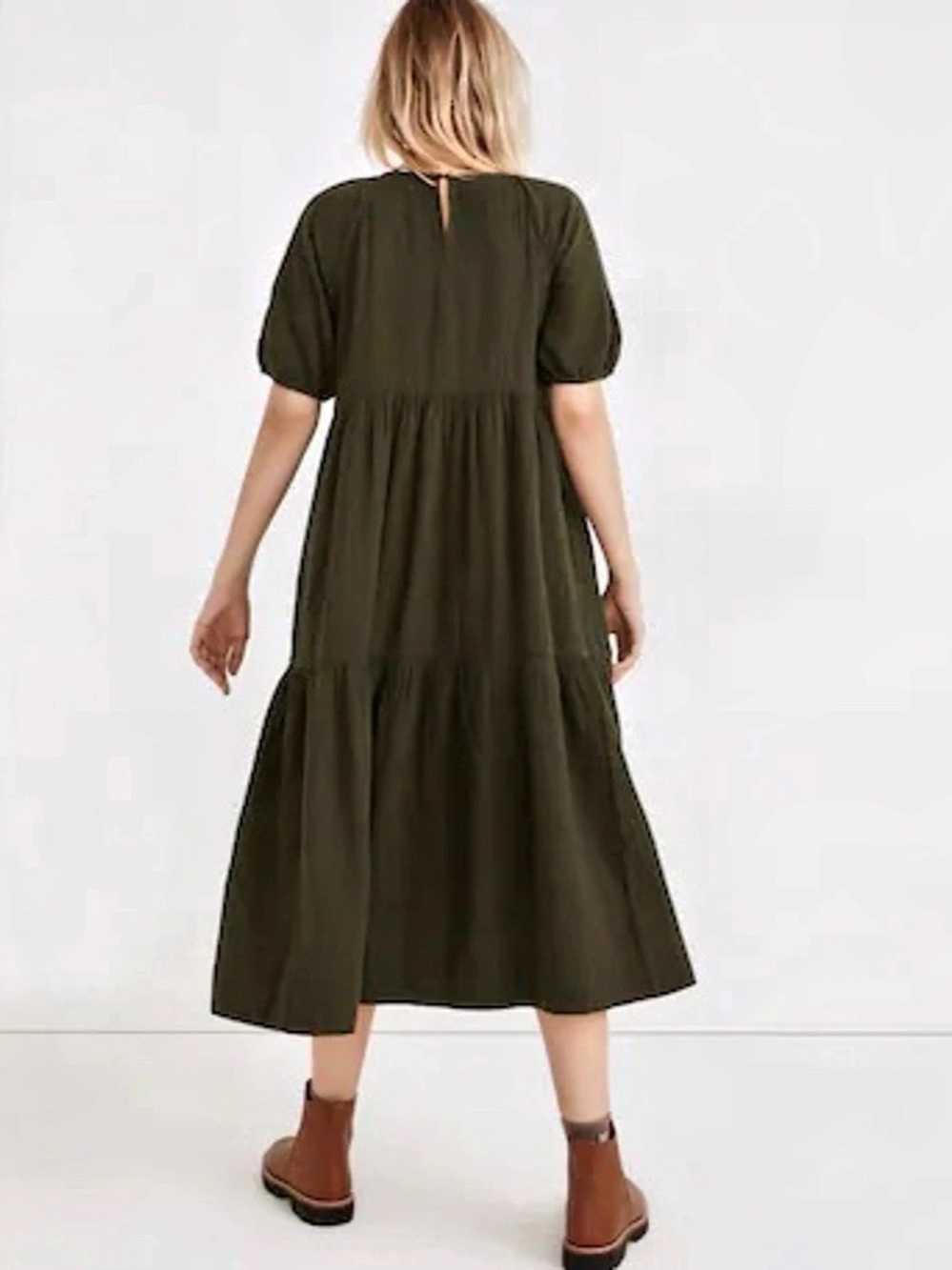 Madewell Lightspun Short-Sleeve Cattail Tiered Dress